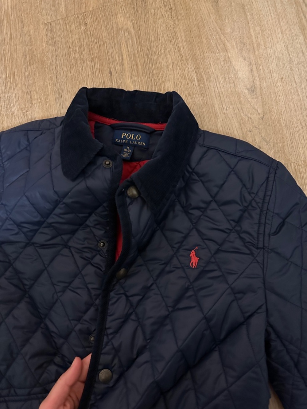 ⚡️ Polo by Ralph Lauren Quilted Navy Puffer Jacket with Corduroy Collar - Picture 10 of 11